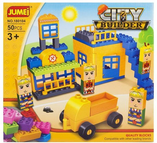 Klocki Jumei 3+ City MIASTO BUDOWA 50 elementów, 28x26cm