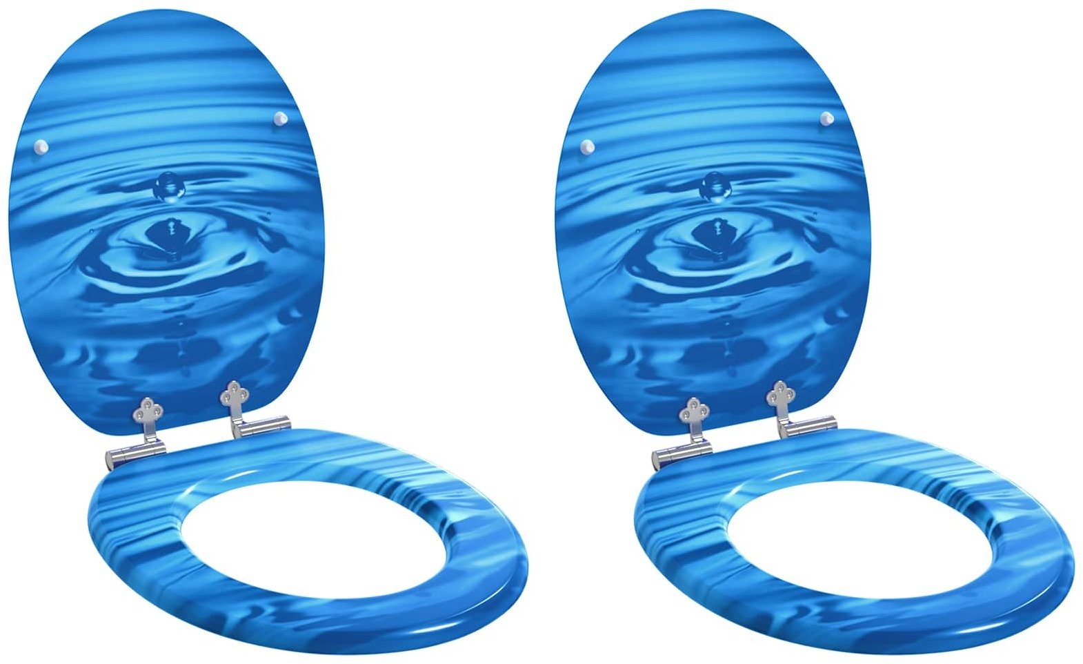 vidaXL Deska toaletowa 2 pcs Niebieski krople 44 x 38 cm Płyta MDF