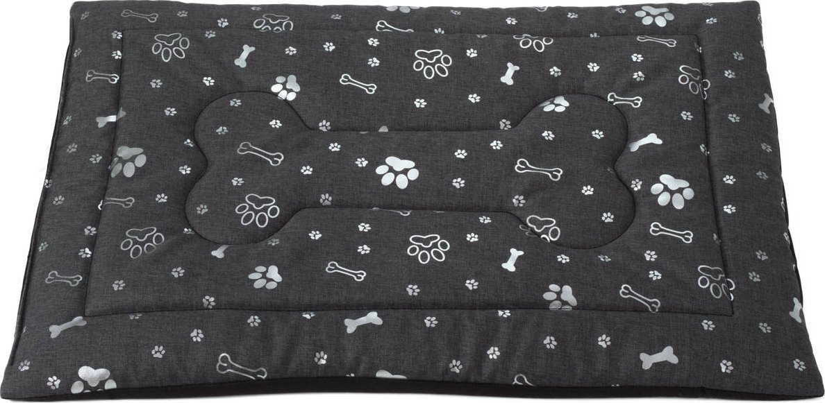 EcoHomeGarden Legowisko mata dla psa EcoHomeGarden ciemna szara srebrne kości i łapki M 70x50 wigofil