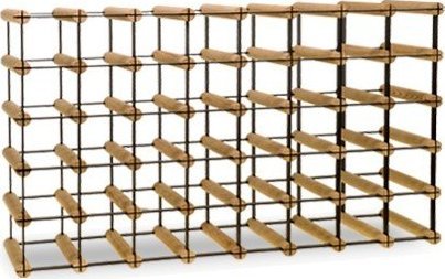 Wamar-Sosenka Regał na wino Stojak na 40 Butelek Szklanych/ PET RW-8/ 8x5 Surowy Naturalny Metal + Drewno RW-8-8x5-40