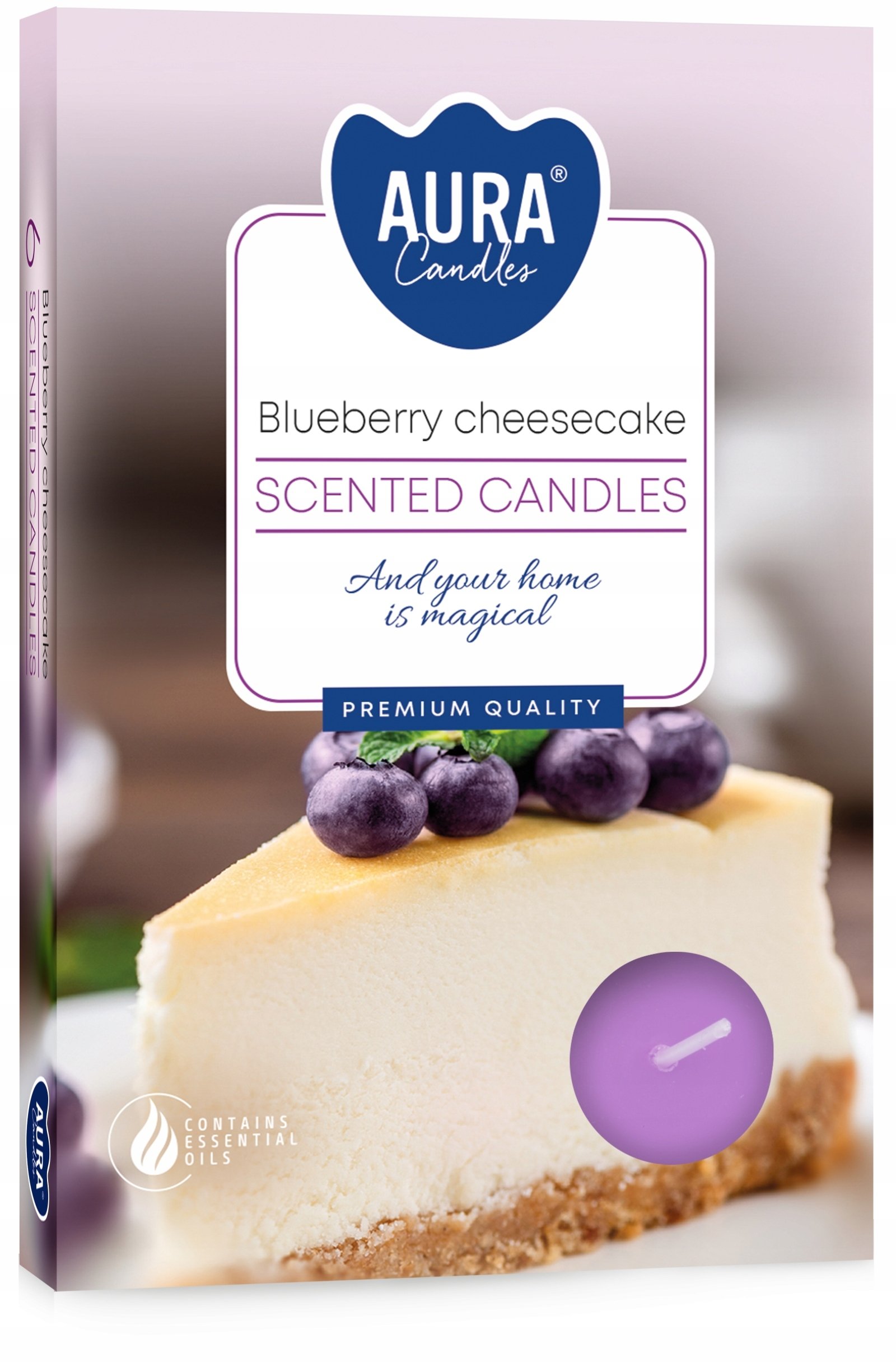 Świeczki podgrzewacze tealight parafinowe Sernik Jagodowy 6szt Aura