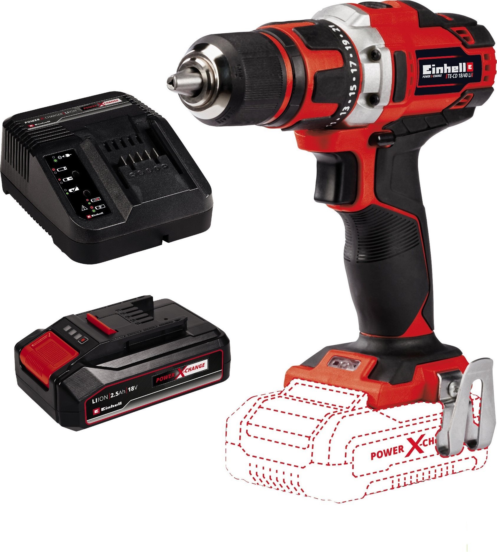 Wiertarko-wkrętarka Einhell TE-CD 18/40 Li 18 V 1 x akumulator 2.5 Ah