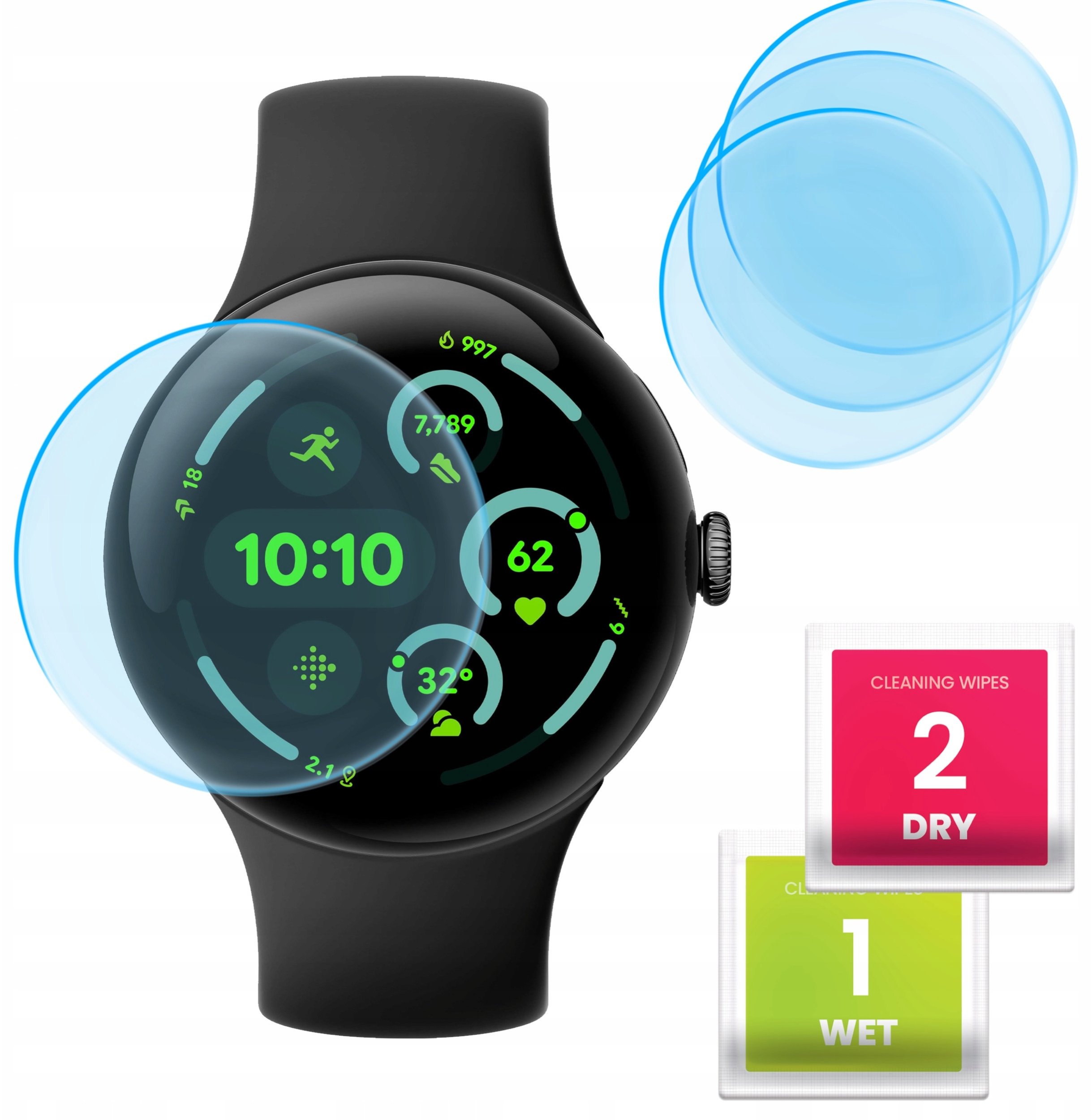 3-PAK Szkło Hybrydowe do Google Pixel Watch 3 (wersja 41 mm) (Szkiełko, 9H)