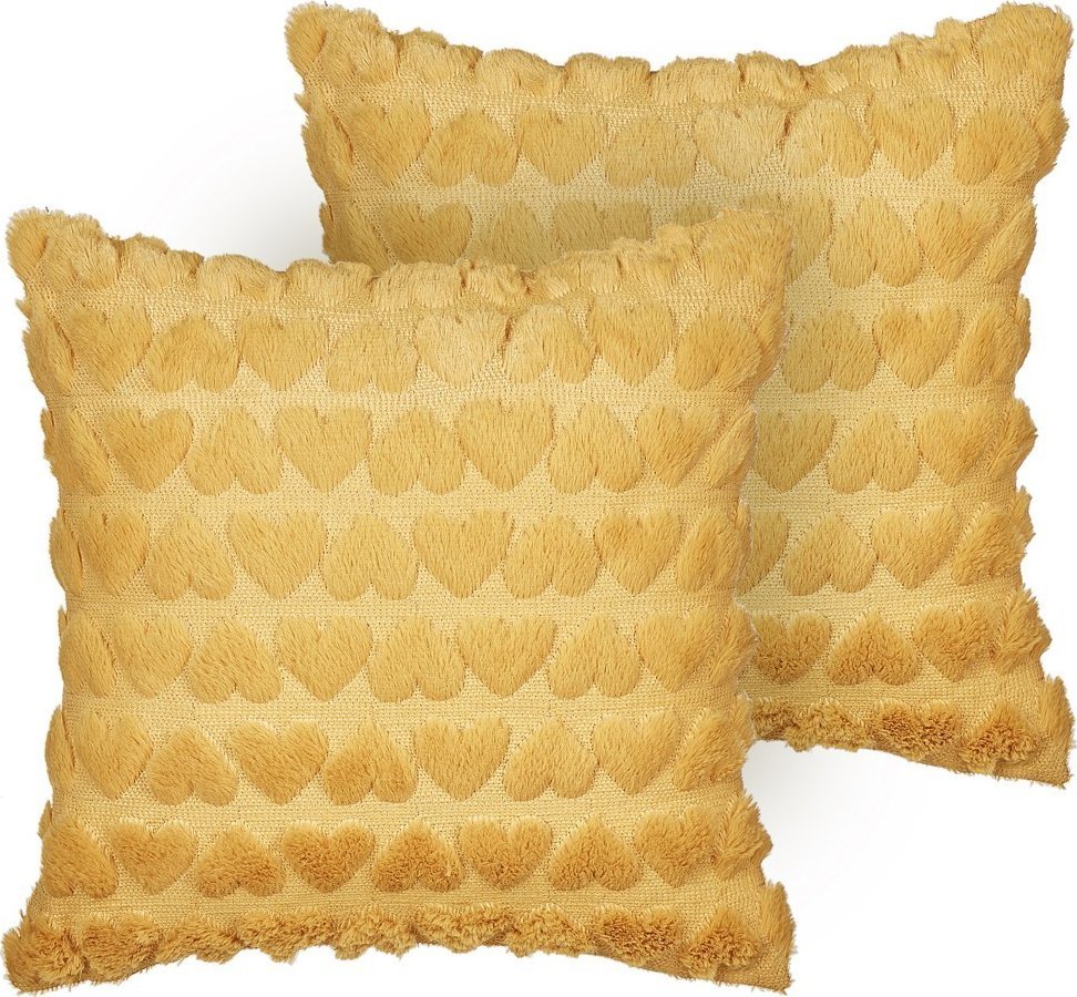 Beliani 2 poduszki dekoracyjne tuftowane w serca 45 x 45 cm żółte ASTRANTIA