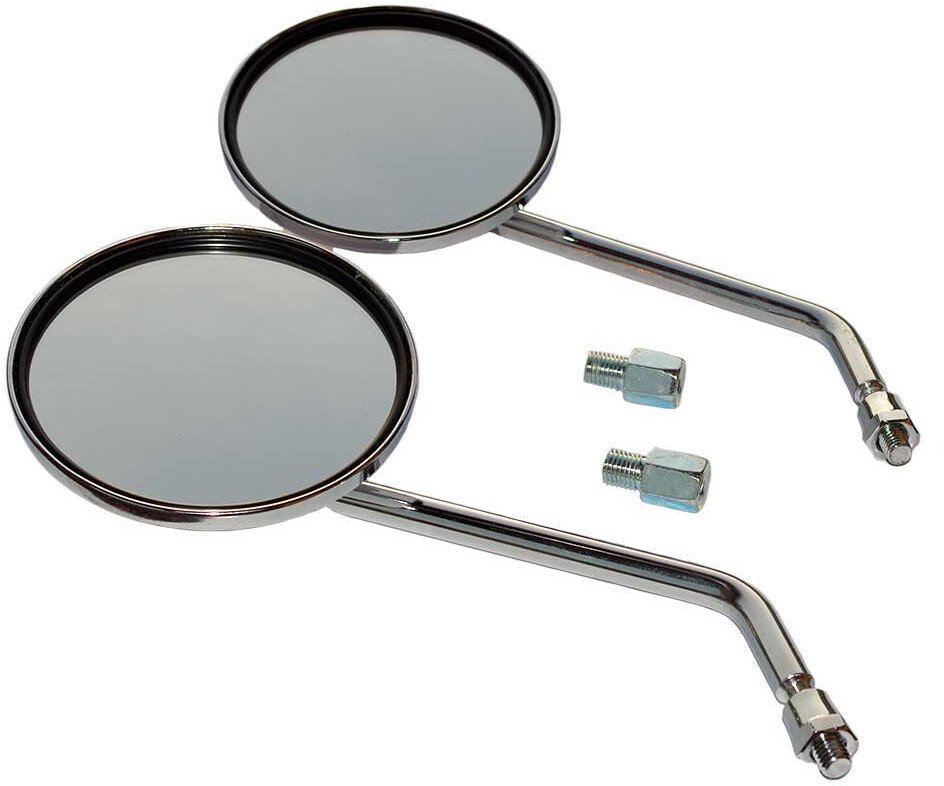 Z.P.H. Moto-Mer Lusterka okrągłe, chromowane, metalowe 22cm M8 P/P + redukcje zestaw M10