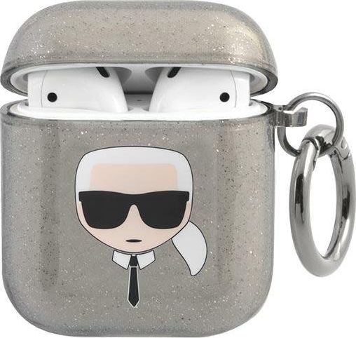 Karl Lagerfeld Etui ochronne KLA2UKHGK Glitter Karl`s Head do AirPods 1/2 szare