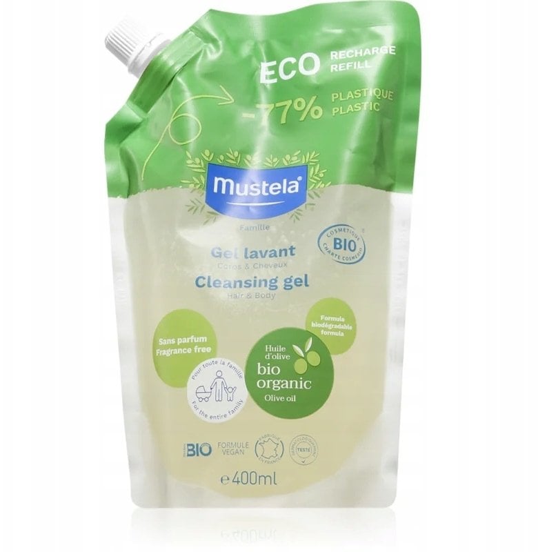 Mustela Olive Oil Cleansing Shower Gel For Hair & Body, All Skin Types, 400 ml For Children