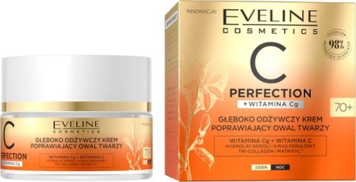 Eveline C Perfection + Witamina Cg Głęboko odżywczy krem poprawiający owal twarzy 70+ 50ml