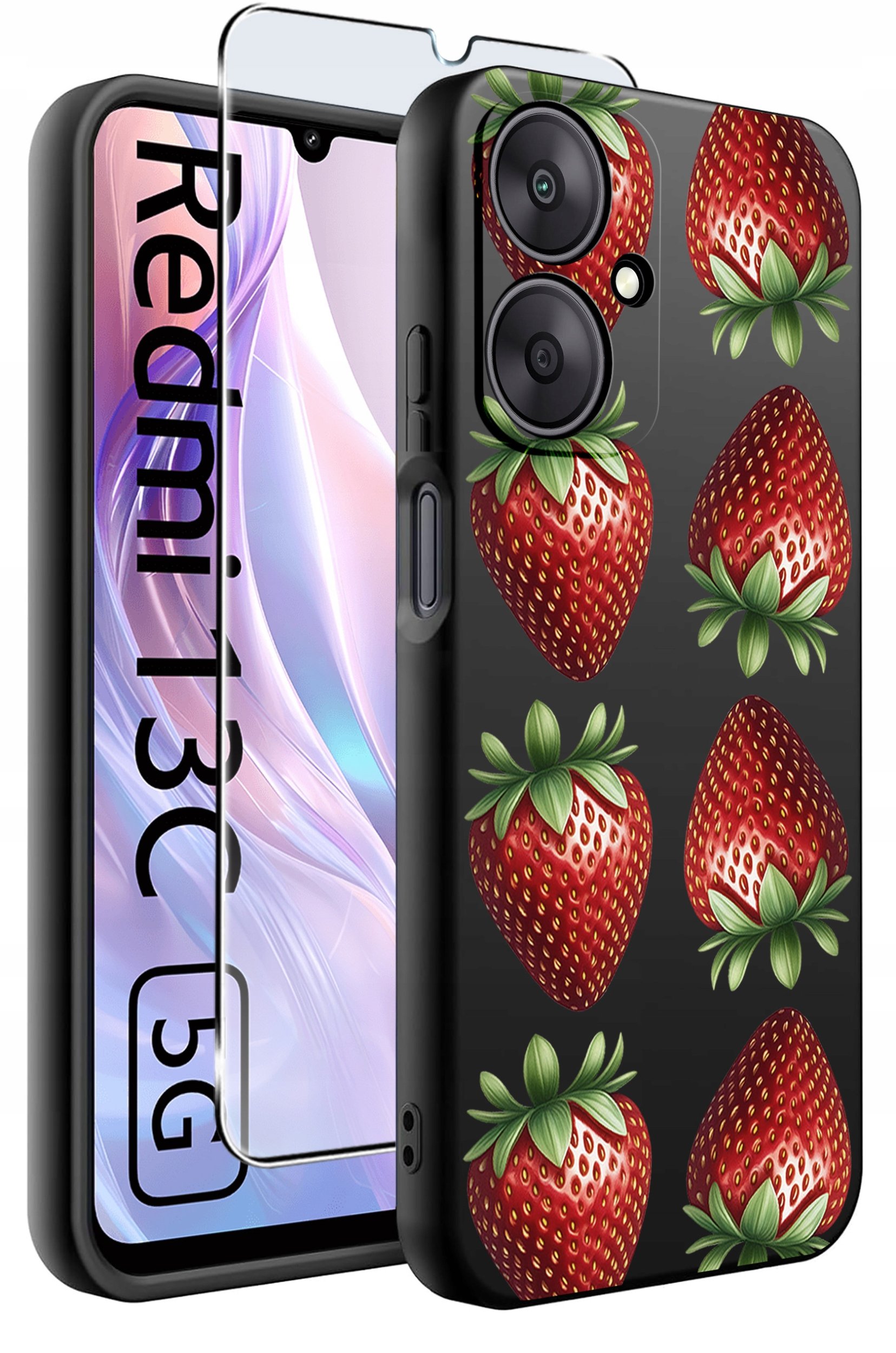 ETUI do Xiaomi Redmi 13C 5G WZORY |SILIKONOWE MATT CASE +SZKŁO HARTOWANE 9H