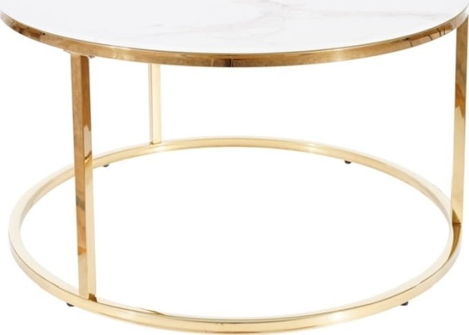 SIGNAL MEBLE Ława SABINE 80x80 biały/złoty