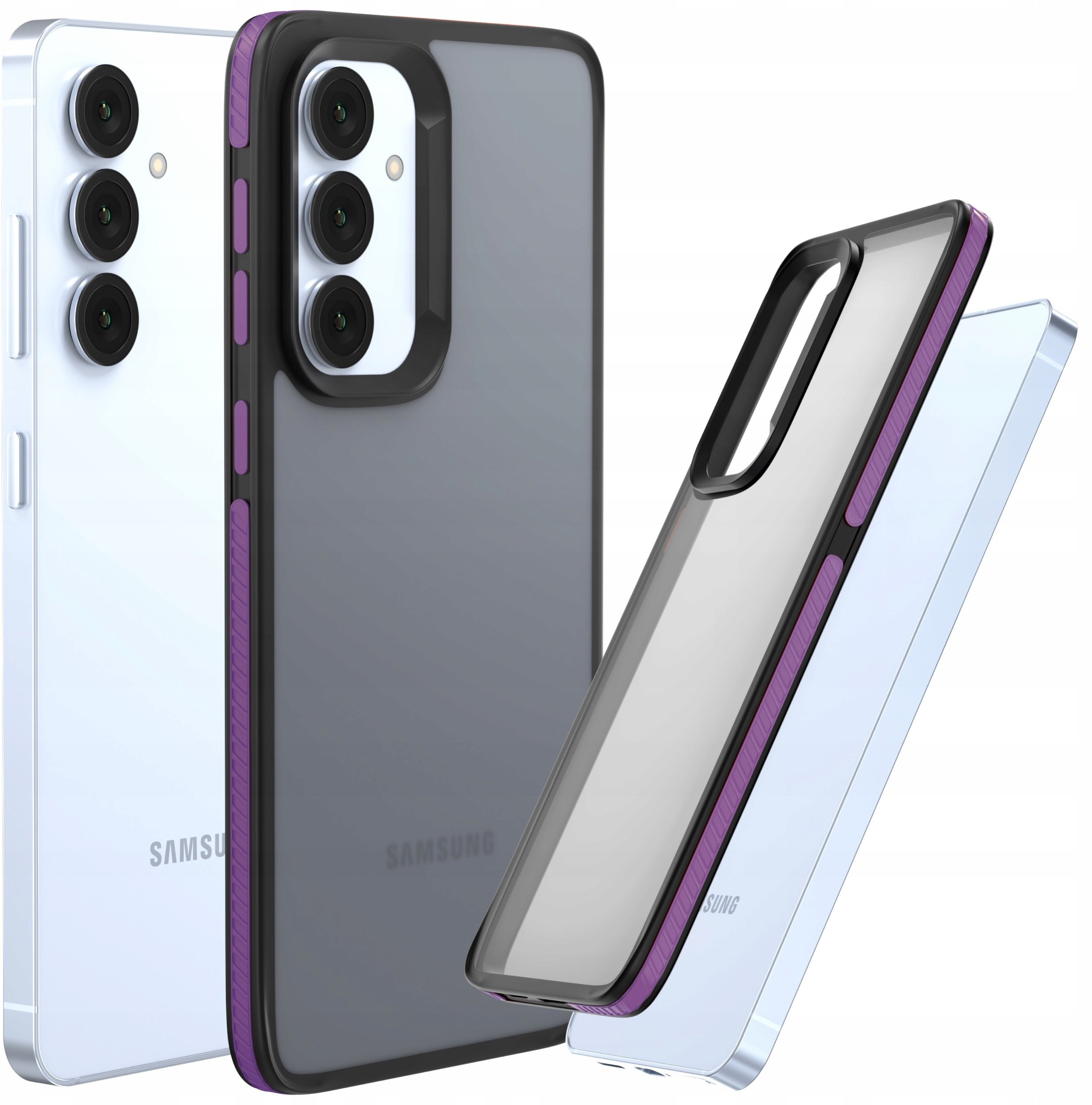 Etui Do Samsung Galaxy S23 FE (Matowe, Fioletowa Ramka, Bumper, Plecki)