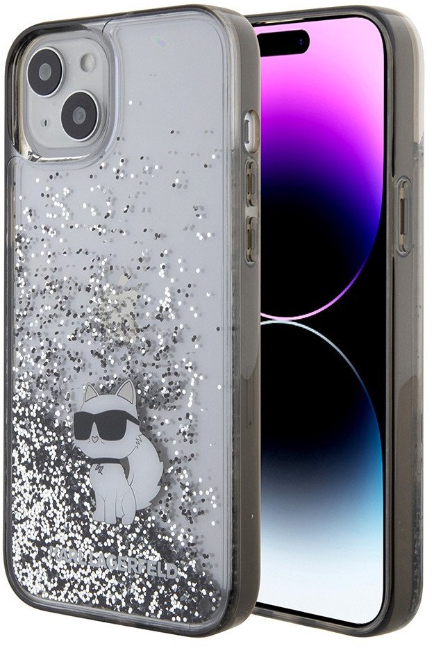 Karl Lagerfeld Etui Karl Lagerfeld Liquid Glitter Choupette do iPhone 15 Plus - przezroczyste