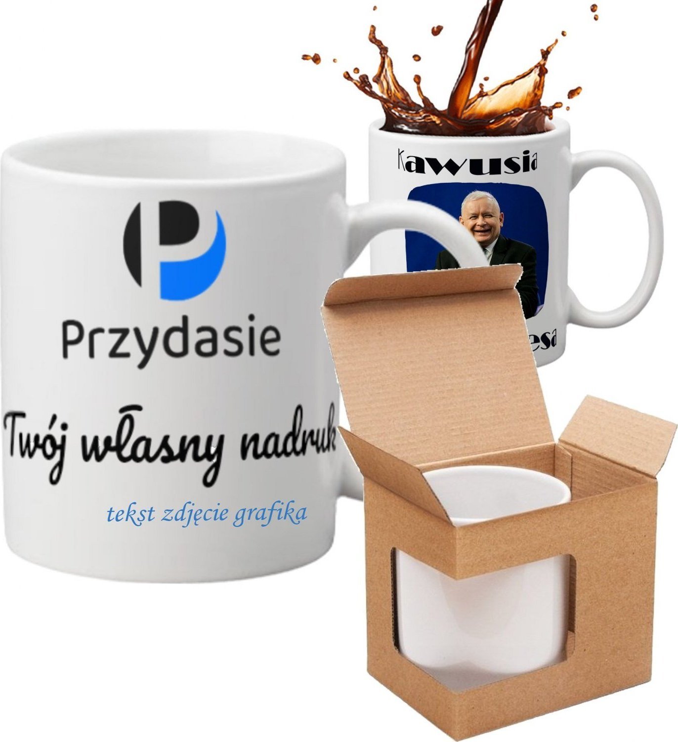 PrzydaSie Kubek Z Twoim Własnym Dowolnym Nadrukiem +Pudełko Gratis!
