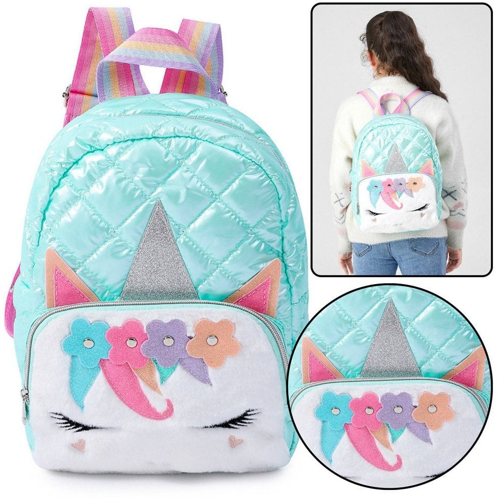 Plecak Dziecięcy Szkolny Pikowany Jednorożec Turkusowy 32cm