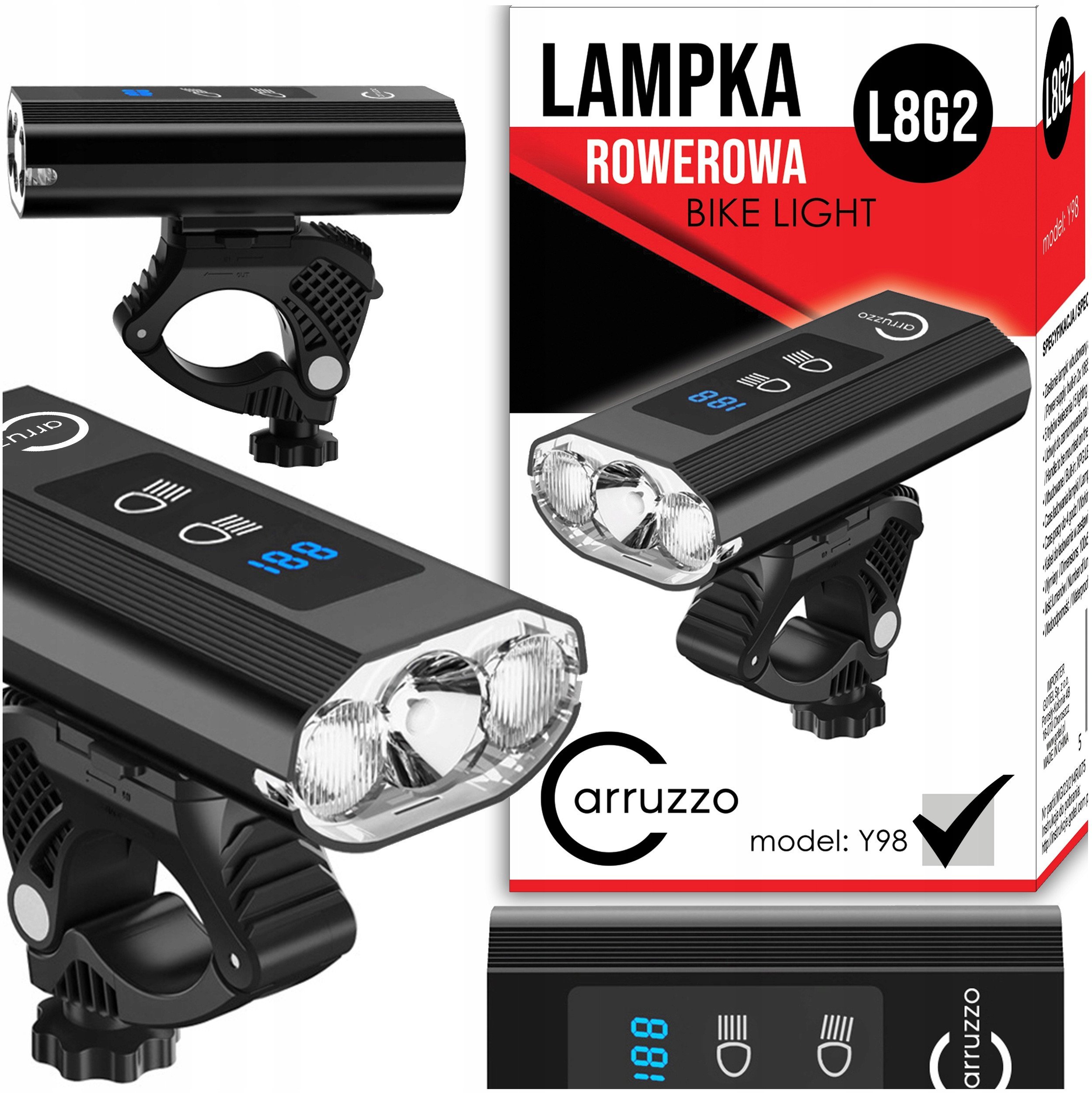 Carruzzo Lampka rowerowa z powerbankiem, 1200lm (L8G2)