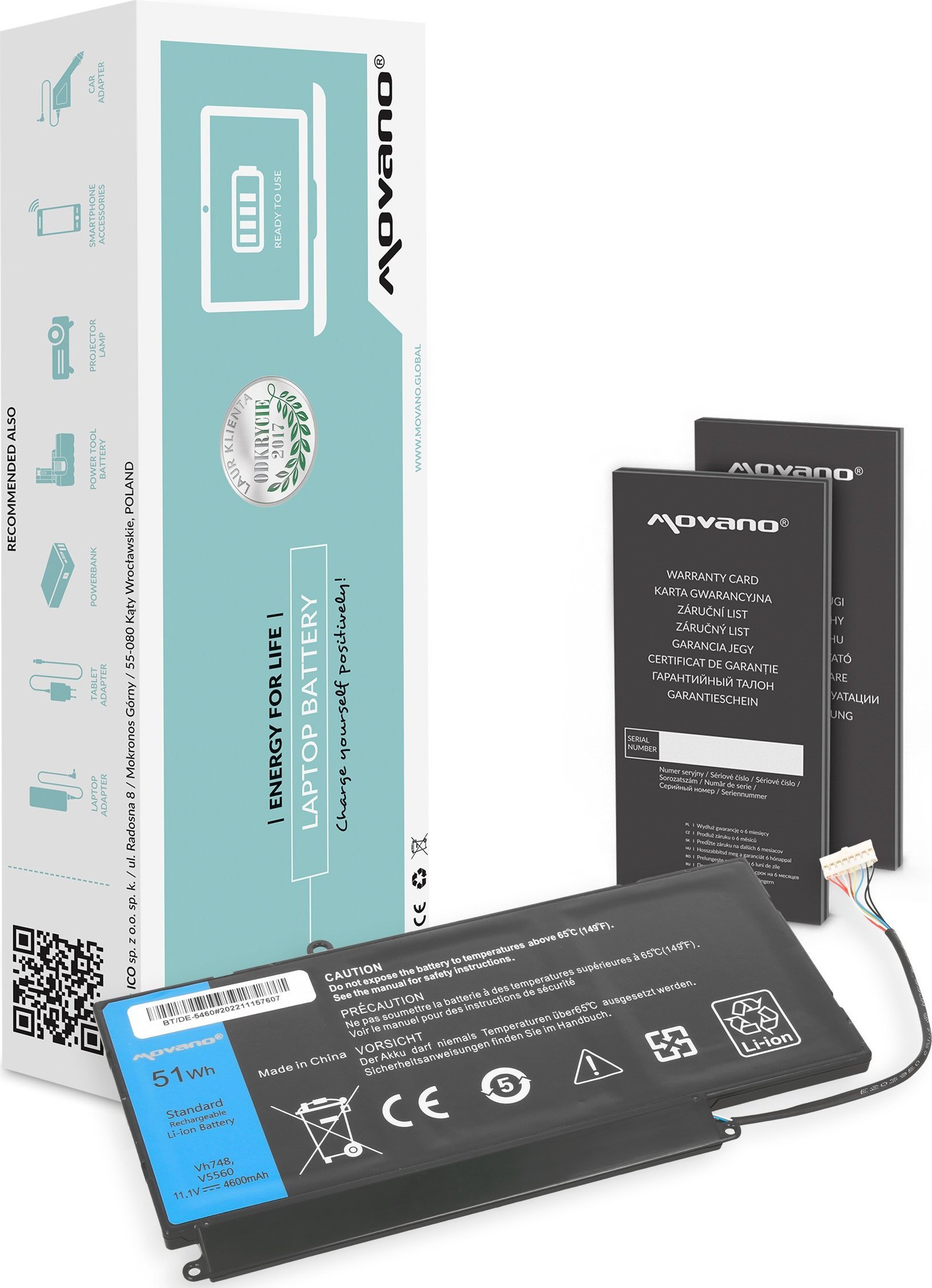 Bateria Movano Bateria VH748 do Dell Vostro 5460 5470 5560 P34F