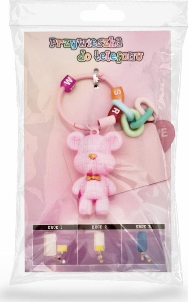 Przywieszka do telefonu miś róż