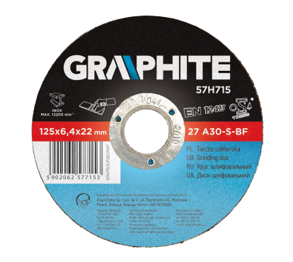 Graphite Tarcza szlifierska do metalu 125x6.4x22.2mm (57H715)