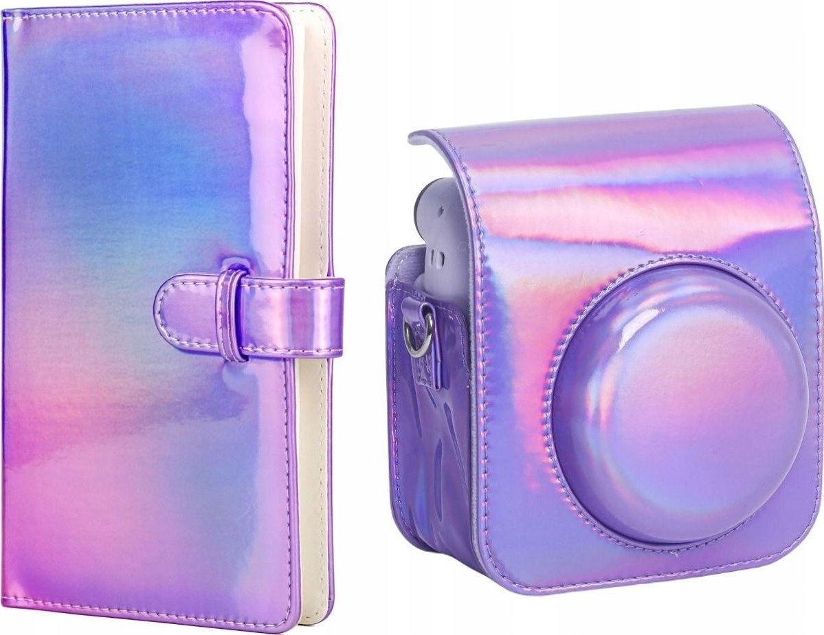 Pokrowiec LoveInstant Futerał Etui Pokrowiec Do Fujifilm Instax Mini 12 + Album Na 96 Zdjęć / Fioletowy Błysk