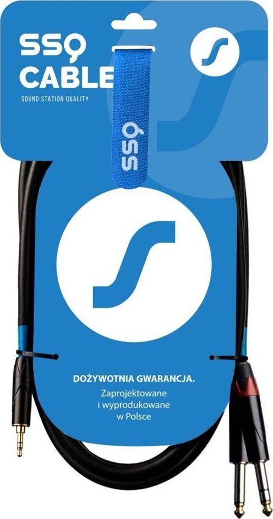Kabel SSQ Jack 3.5mm - Jack 6.3mm x2 Brak danych czarny (SS-1815)