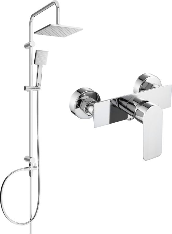 Zestaw prysznicowy Mexen Mexen Tord zestaw prysznicowy natynkowy z deszczownicą i baterią prysznicową Alfa, chrom - 745740200-00