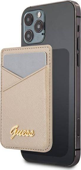 Guess Kieszeń na karty Wallet Card Slot GUWMSSASLGO MagSafe Saffiano złoty/gold