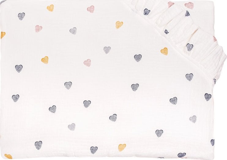 PULP BAMBOO Poduszka Muślinowa 35x45 cm Serduszka Kolorowe