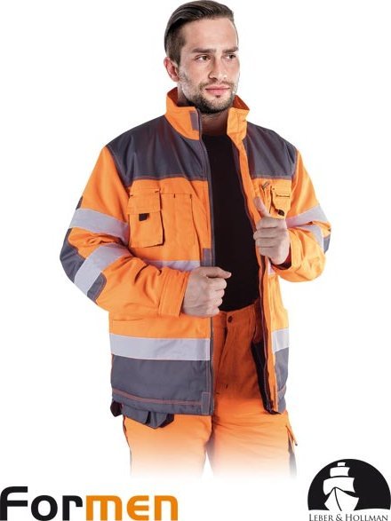 R.E.I.S. LH-FMNWX-J - Kurtka ochronna ocieplana FORMEN OEKO-TEX Standard 100 - pomarańczowo-stalowo-czarny XL