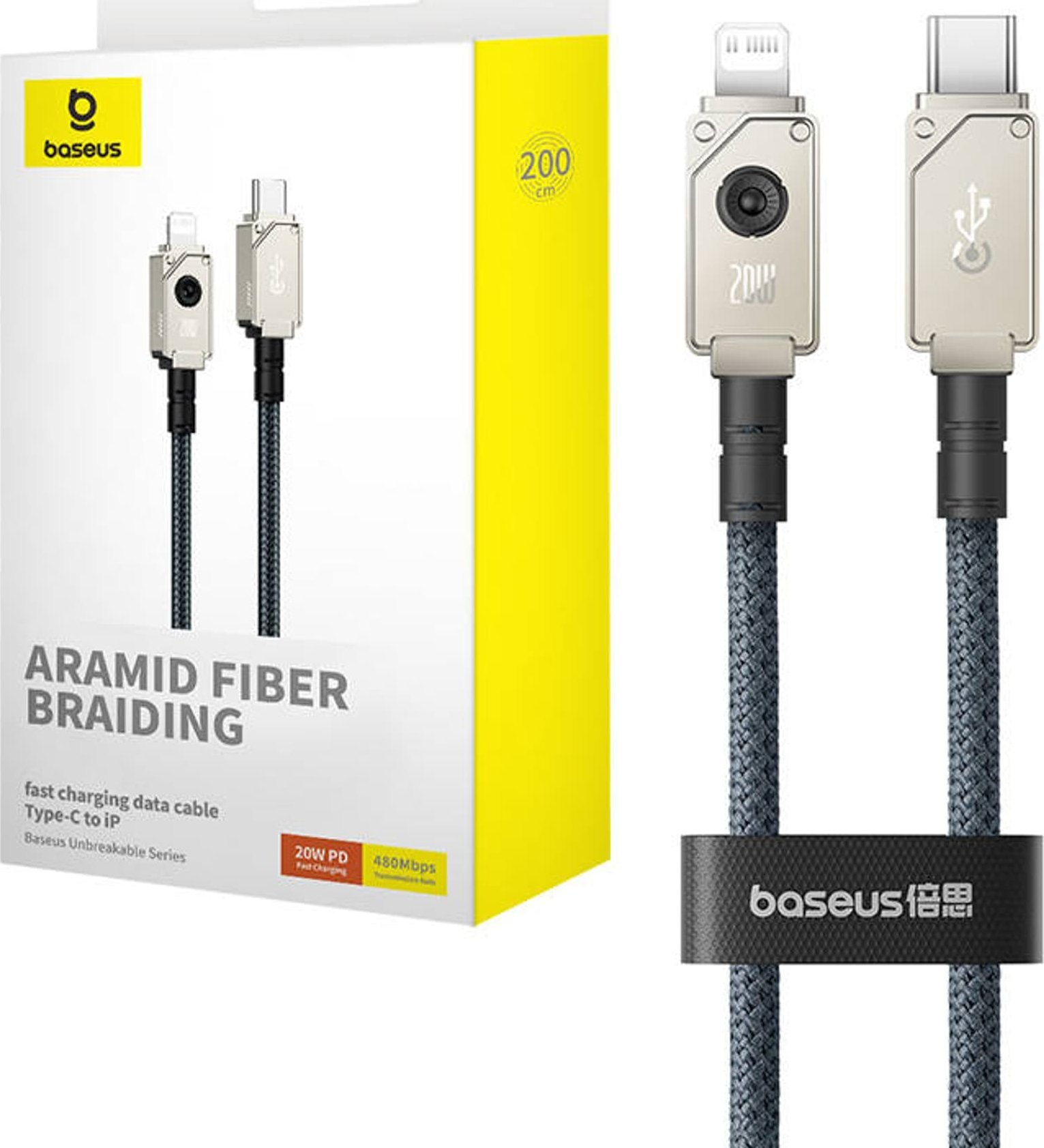 Kabel USB Baseus USB-C - Lightning 2 m Granatowy (P10355803221-01)