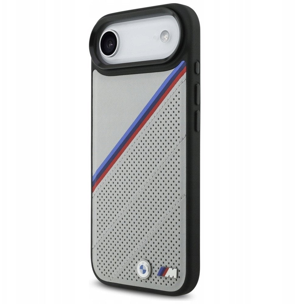 Etui BMW M Tricolor Metal Logo MagSafe do iPhone 17 Air szary