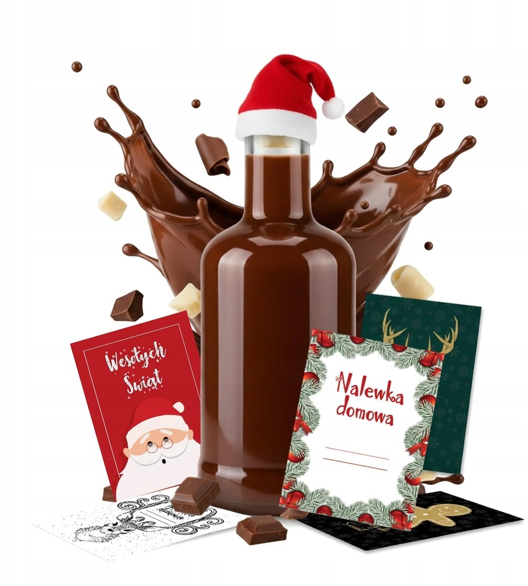 Butelka Na Prezent TADEK 250ml ETYKIETA CZAPKA MIKOŁAJA Na Likier Wino