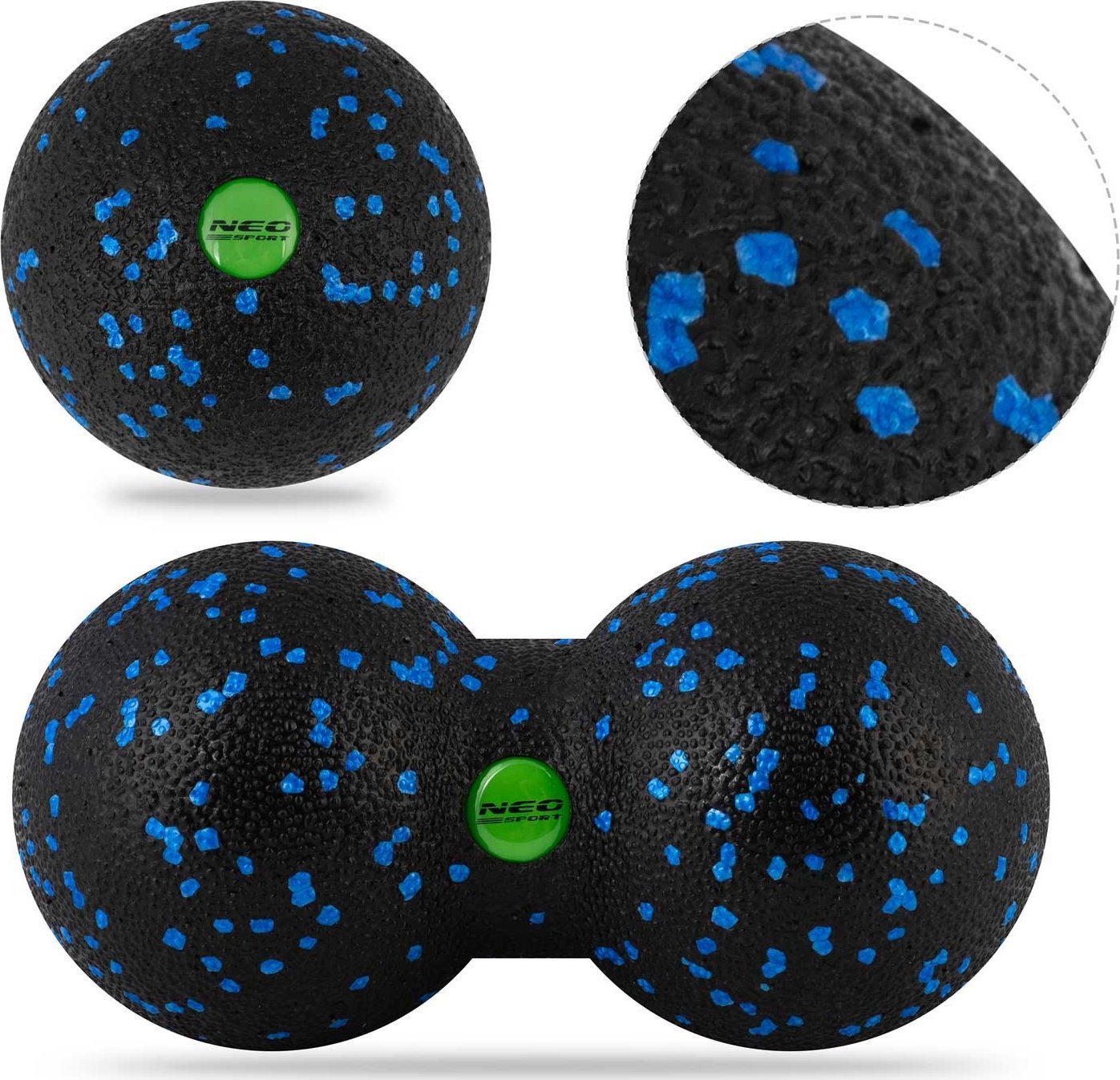 Neo-Sport Piłka + podwójna piłka do masażu - zestaw - NS-997 czarno-niebieska