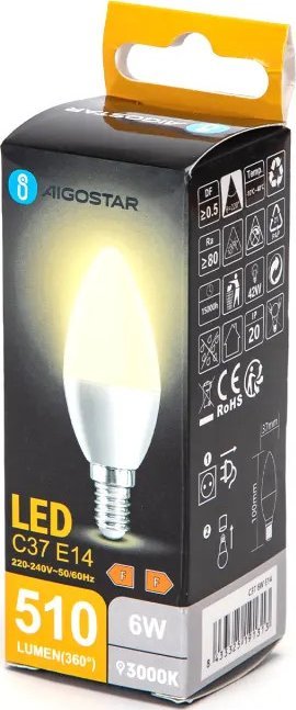 Aigostar Żarówka LED C37 E14 6W 3000K LED C37 E14 6W 3000K