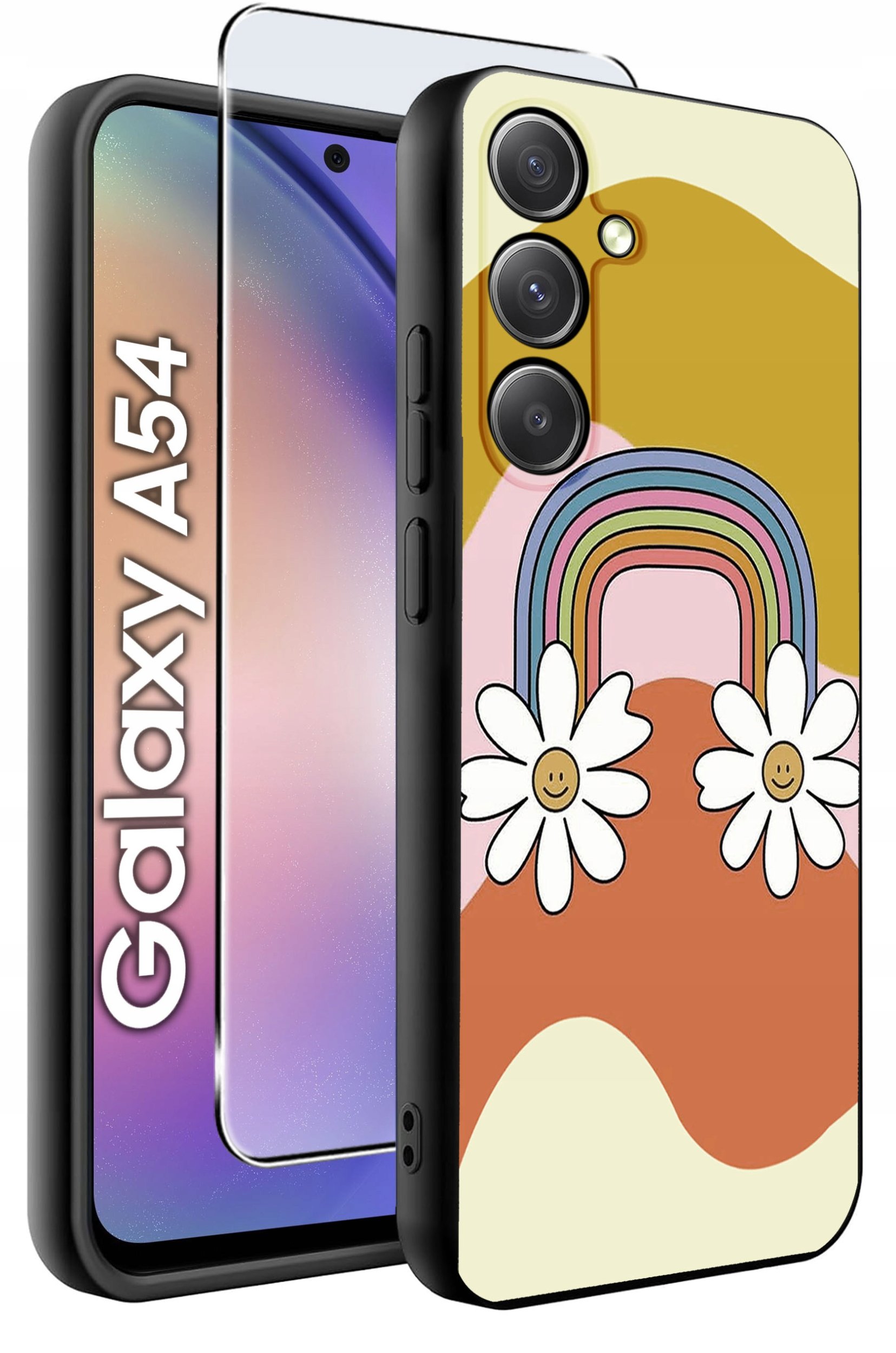 ETUI do Samsung A54 5G WZORY | SILIKONOWE MATT CASE + SZKŁO 9H