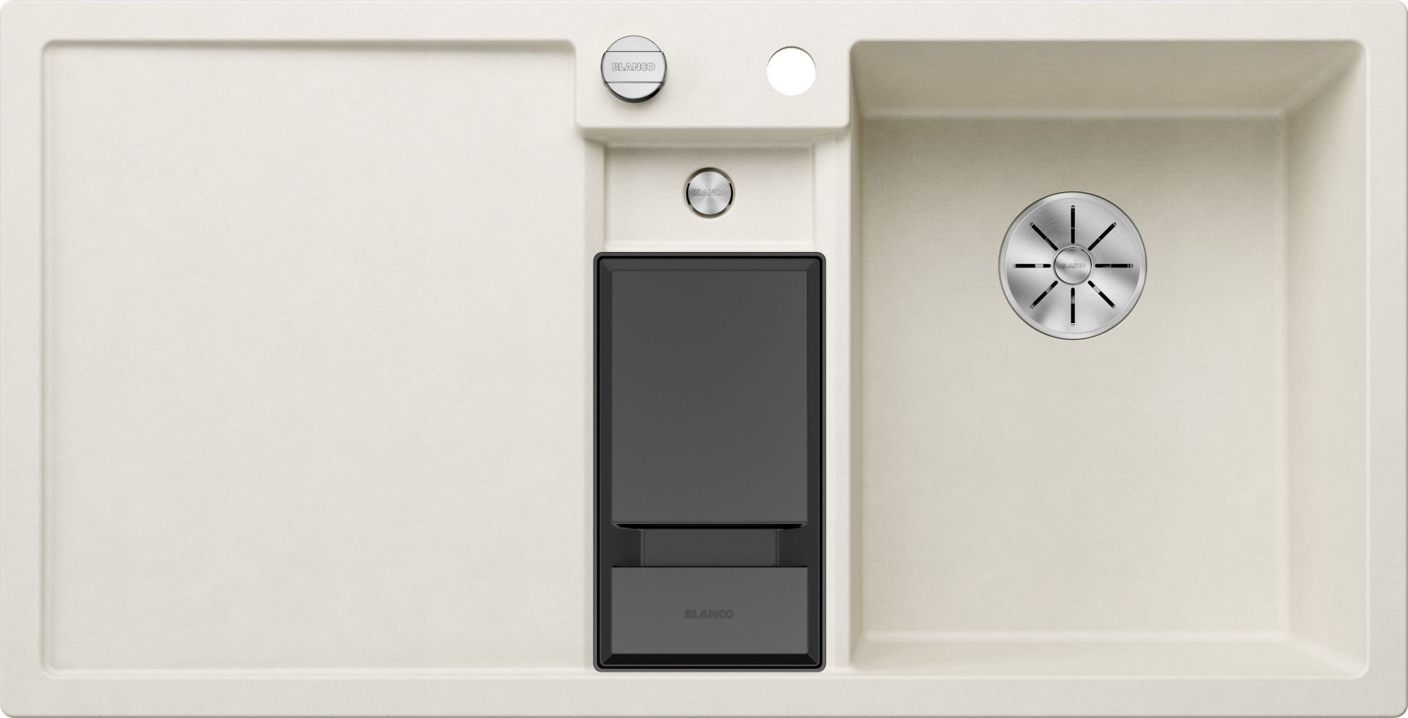 Zlewozmywak Blanco Zlewozmywak COLLECTIS 6 S Silgranit delikatny biały prawa, korek auto., InFino, wkład z pokrywką