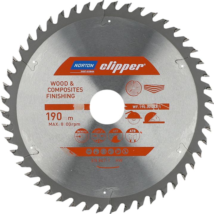 Norton Clipper NORTON PIŁA TARCZOWA 190mm x 30mm x 48z DREWNO I KOMPOZYTY ATB (2,8 / 1,8) N70184608095