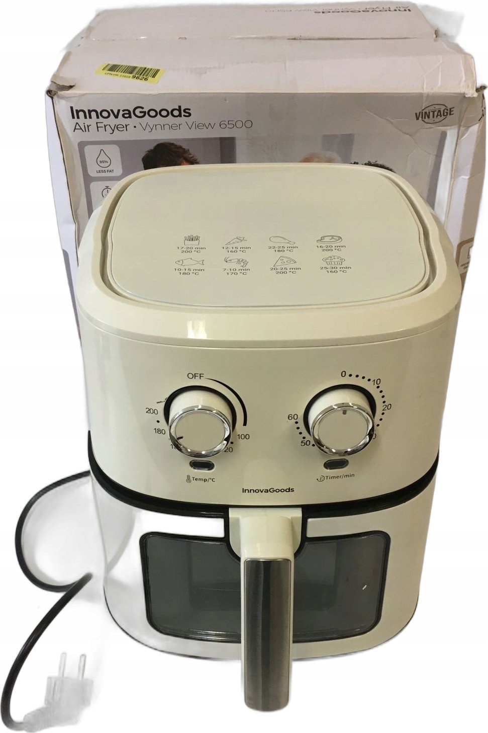 Frytkownica beztłuszczowa InnovaGoods Frytkownica na gorące powietrze Vynner Pro 6500 Krem 1700 W 6,5 L Stal nierdzewna