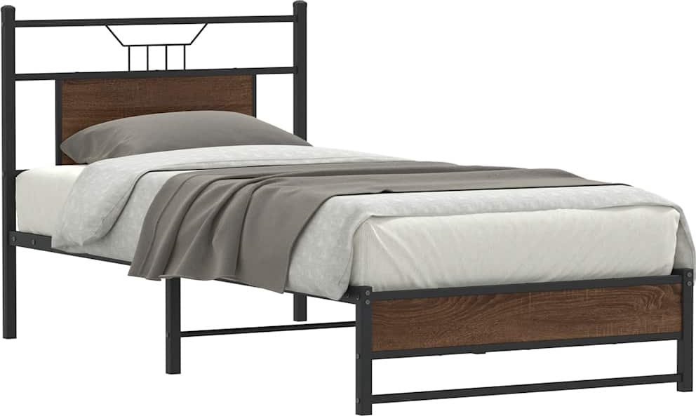 vidaXL Łóżko bez materaca, brązowy dąb, 90x190 cm