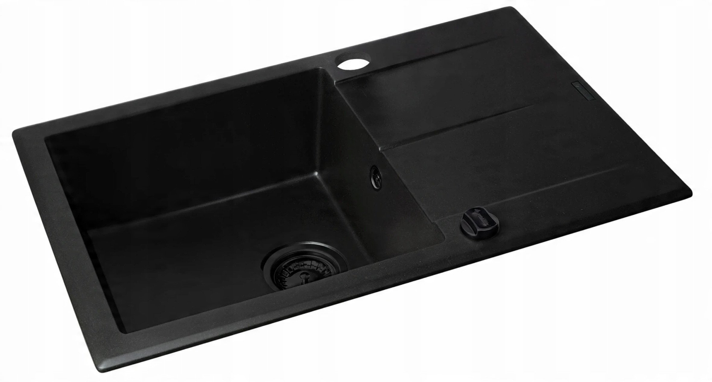 Zlew KEROS (76x48 cm) z jednym gł. i ociekaczem, Black Edition
