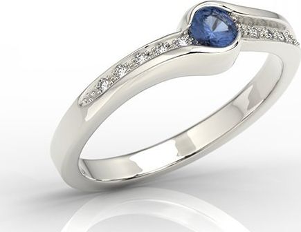 WĘC - Twój Jubiler Pierścionek z białego złota z szafirem i brylantami 0,05 ct model BP-3419B 11 / UE- 51