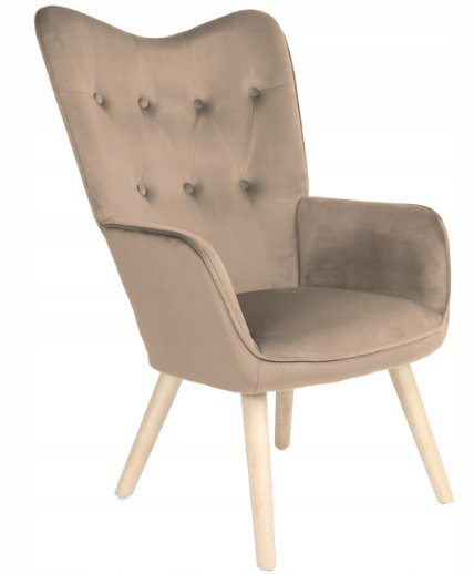Fotel uszak brązowy ARNE skandynawski tapicerowany do salonu i gabinetu