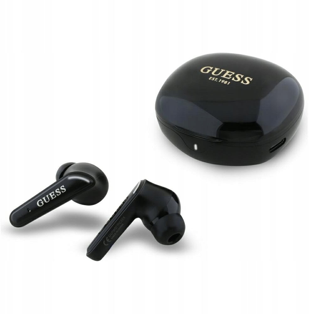 Słuchawki TWS Guess Flat Classic Logo Electroplated czarny