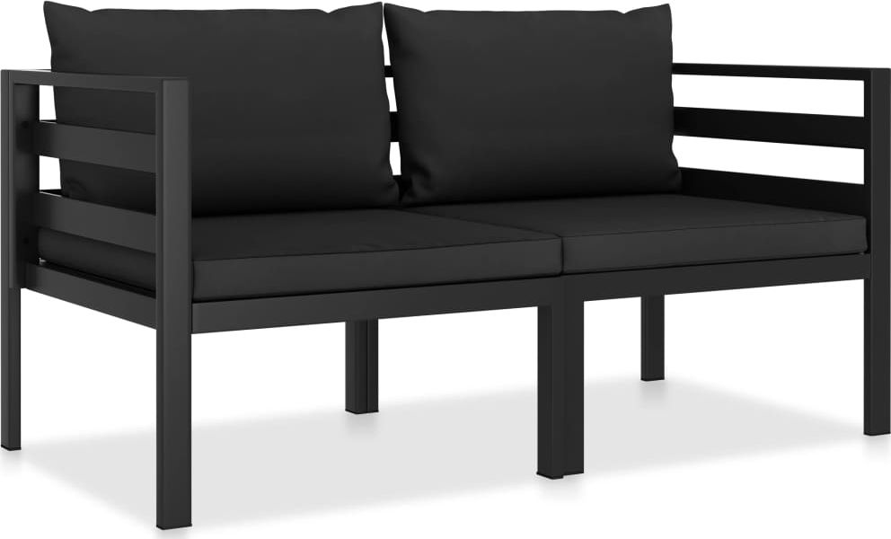 vidaXL 2 częściowa sofa z poduszkami, aluminium, antracytowa (49238)
