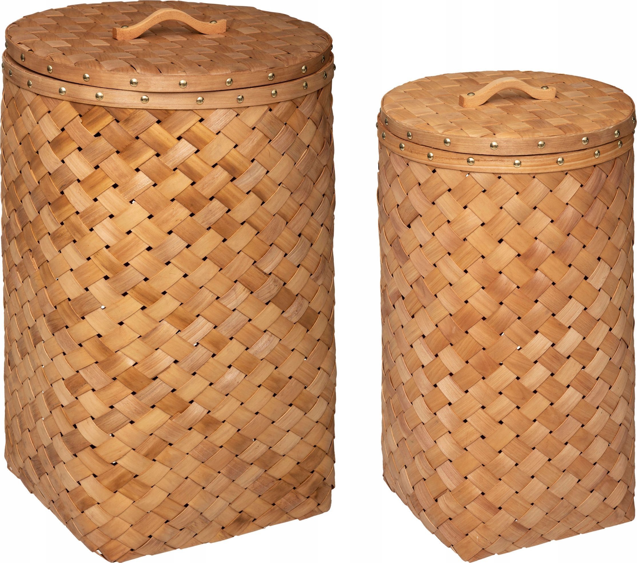 Atmosphera Kosze z drewna z pokrywami, 2 szt.