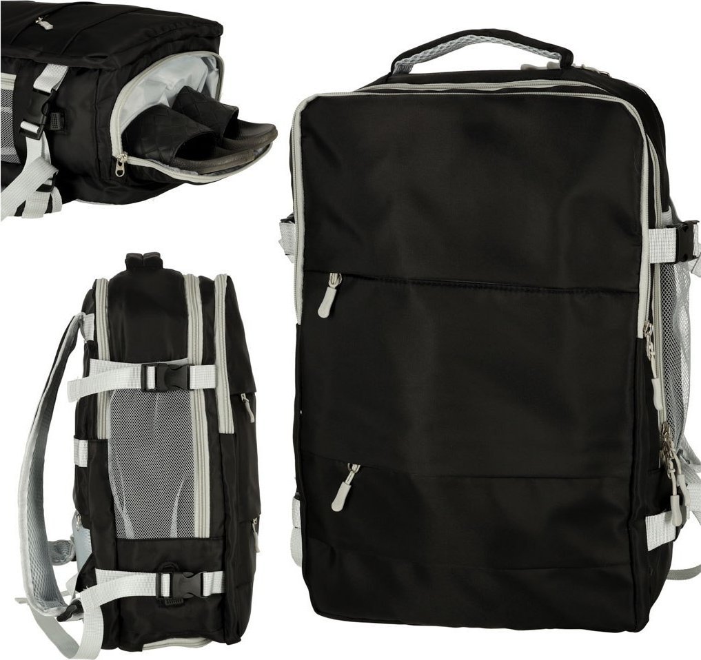 Plecak Bange Plecak podróżny do samolotu wodoodporny kabel USB 45x16x28cm czarny