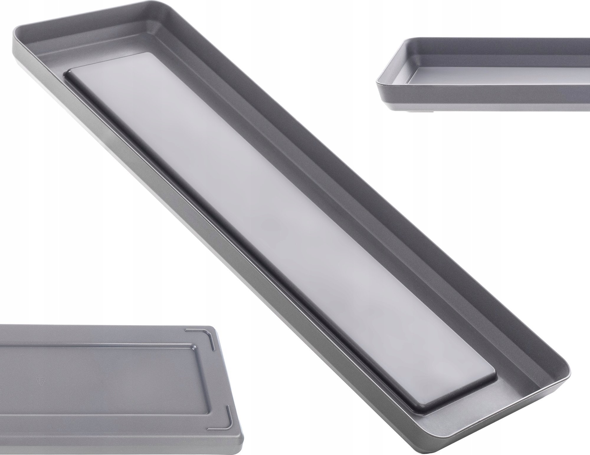 KADAX Podstawka Pod Doniczkę Donicę 40cm Tacka Prostokątna Antracyt Plastikowa