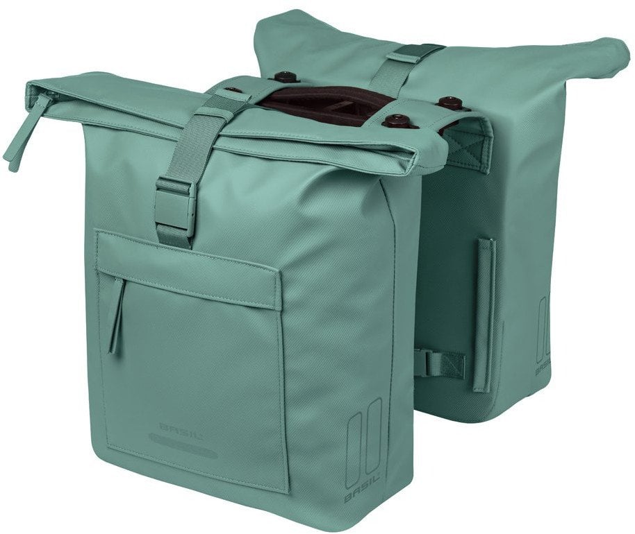 Torba na bagażnik BASIL BROOKLYN DOUBLE PANNIER BAG 41L, MIK Hooks System, wodoodporna, silvergreen (NEW 2026)