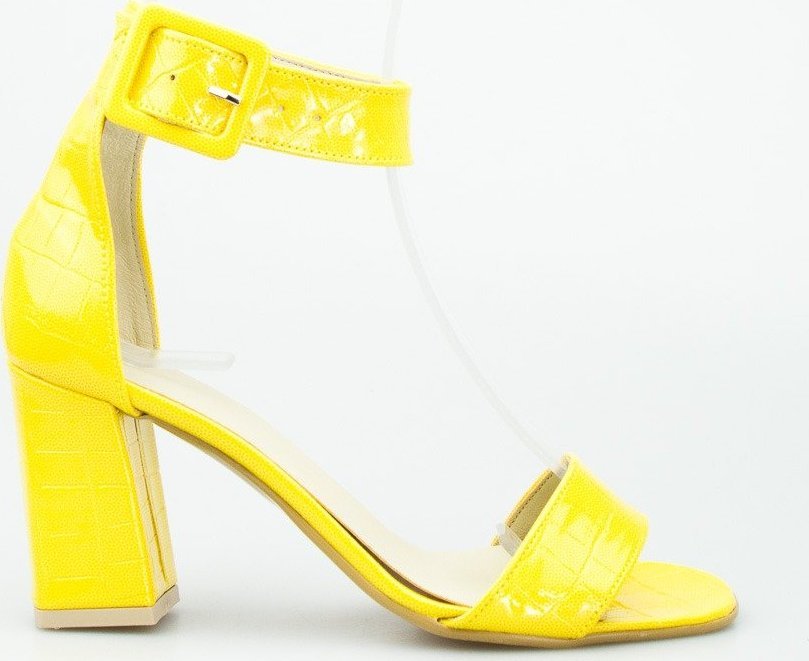 Optimo Sandały na słupku wężowe połyskujące żółte Optimo-38