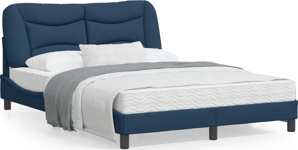 vidaXL Rama łóżka z zagłówkiem, niebieska, 120x200 cm, obita tkaniną