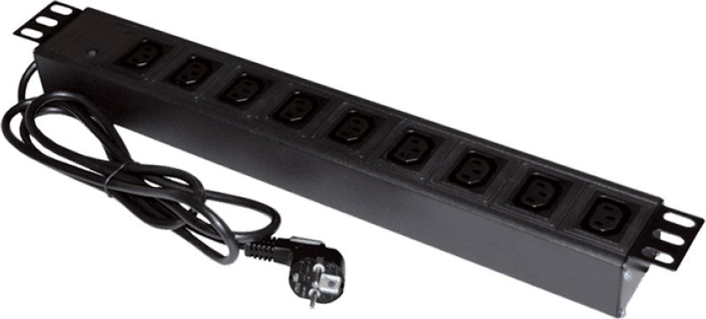 Alantec Listwa zasilająca 19" 230V - 9 gniazd (IEC320 C13), z wyłącznikiem LED, kabel 1,8m CEE 7/7 (PZ011)
